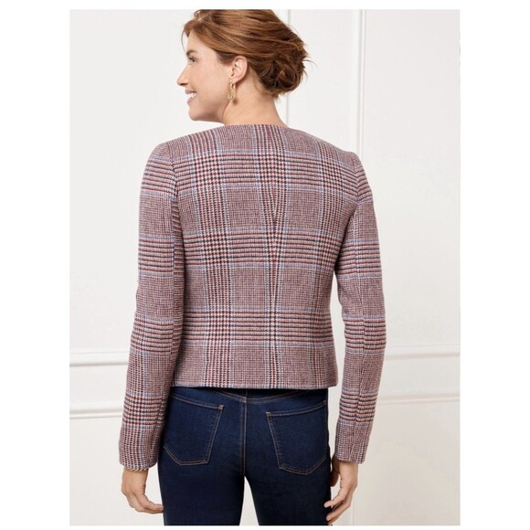 TALBOTS Shetland Crop Jacket Petite Plus Size 20WP Autumn Plaid Classic Preppy - Picture 5 of 11
